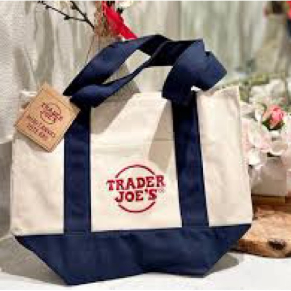 Trader Joe’s Mini Canvas Tote Bag NAVY BLUE - NEW With Tag